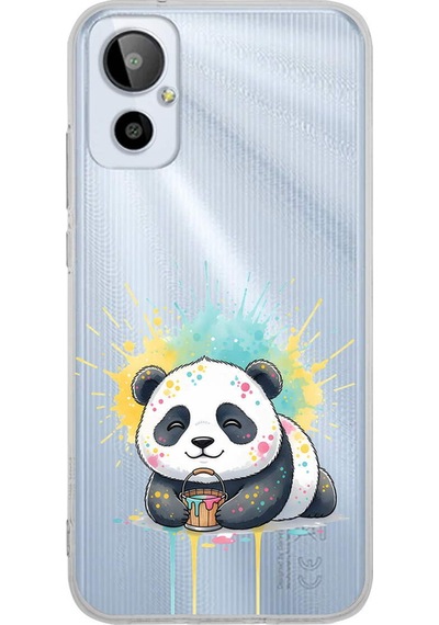 General Mobile 23se İle Uyumlu Splash Panda Tasarımlı Şeffaf Silikon Kılıf 051i
