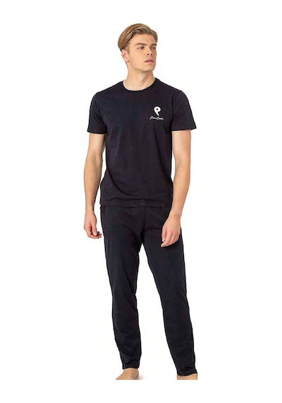 6078 Erkek Kısa Kollu Bisiklet Yaka Pijama Takım-lacivert Lacivert