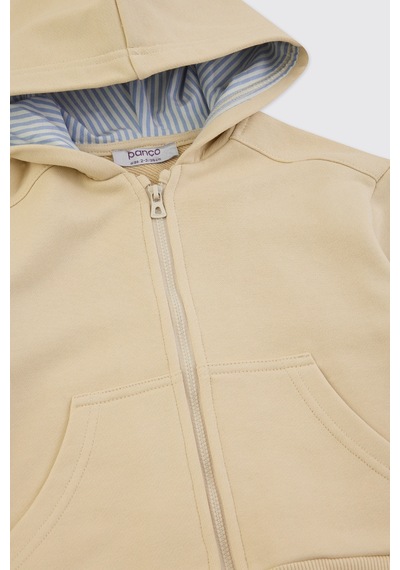 Panço Erkek Bebek Kapüşonlu Bej Sweatshirt Krem