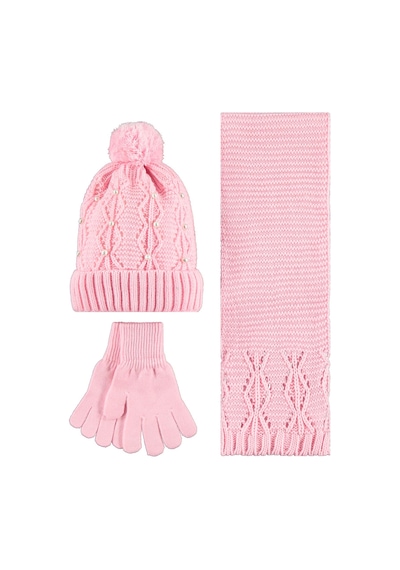 Civil Girls Garson 10-13 Yaş Atkı Bere Eldiven Set - Pembe