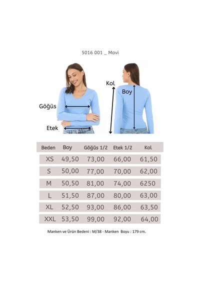 V Yaka Slim Fit Tişört-mavi Mavi