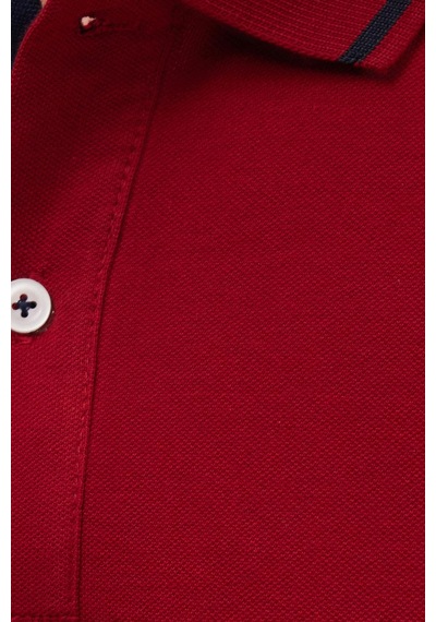 Tudors Erkek Slim Fit Dar Kesim %100 Pamuk Yumuşak Dokulu Serin Tutan Kumaş Düz Pike Bordo Polo Yaka Tişört-42252 Bordo