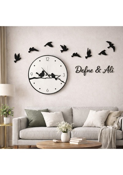 Duvar Saati 40 Cm Kuş 8 Adettir Şık Ve Modern Kişiye Özel No 10019 Çok Renkli