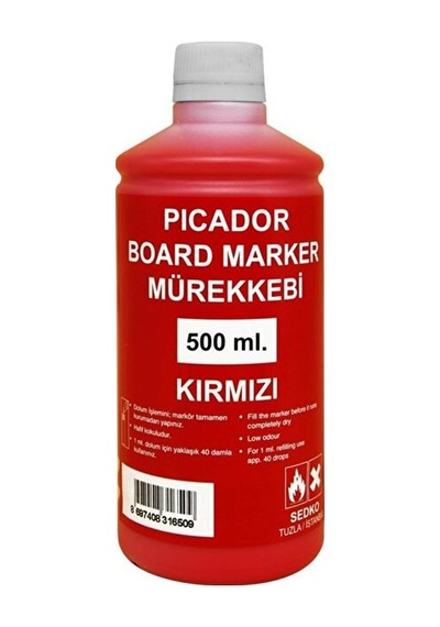 Picador Kırmızı Tahta Kalemi Mürekkebi 500 Cc 1/2