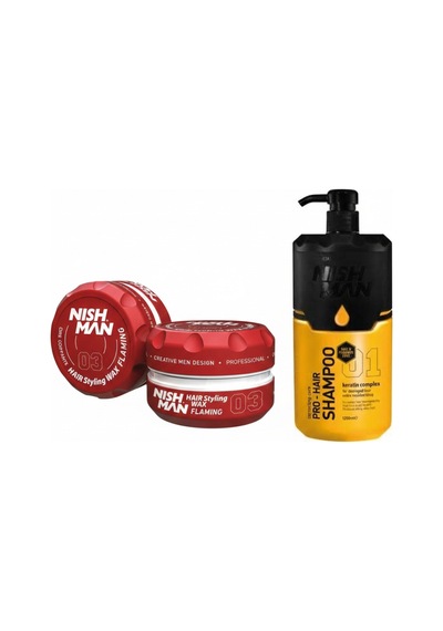03 Saç Şekillendirici Ultra Sert Parlak Wax 150 Ml X 5 Adet/ + 1250 Ml Tuzsuz Şampuan Hediye