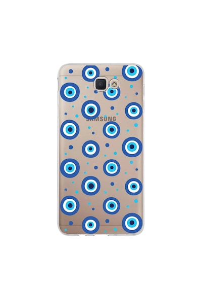 Samsung Galaxy J7 Prime 2 İle Uyumlu 1mm Slim Fit Nazar Boncuğu 1 Baskılı Şeffaf Kılıf Şeffaf