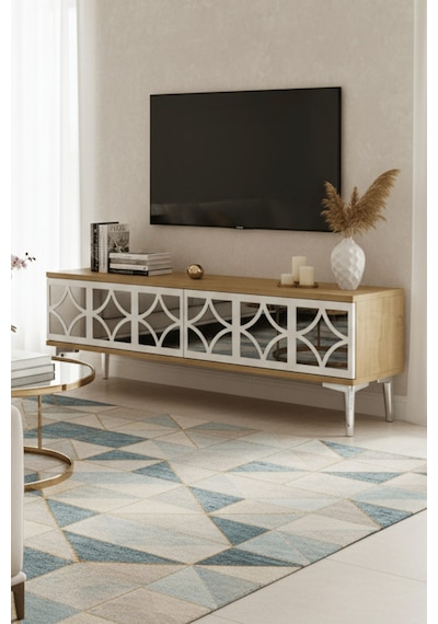 Tsa1236dbs - Öztv120 Tv Stand, Tv Sehpası Safirmeşe - Beyaz - Sılver 120cm