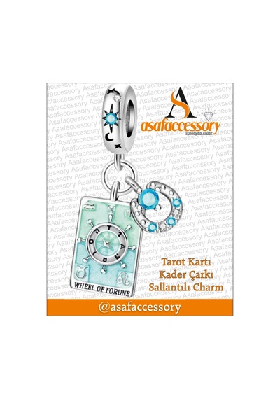 Tarot Kartı Kader Çarkı Charm Asafaccessory Gümüş