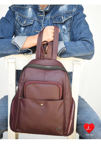 Jara Bag Freya Kadın Sırt Çantası Şık, Yumuşak Dokulu Ve 5 Bölmeli Bordo