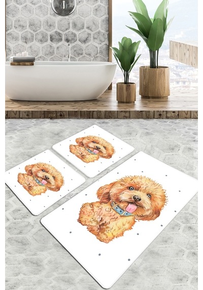 Terrier Banyo Halısı Djt 3 Lü Set Çok Renkli