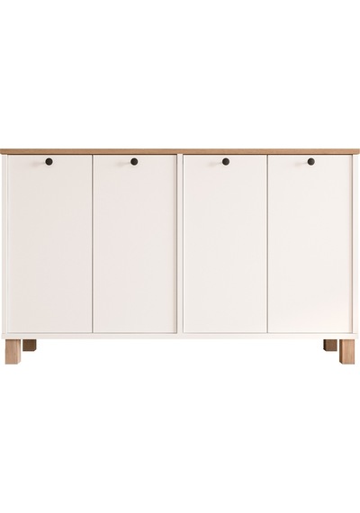 Nord Konsol 4 Kapaklı Ahşap Ayaklı 120cm Sepet-beyaz Nd2-sw Beyaz