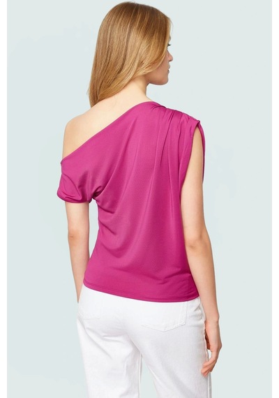 Frm Regular Kalıp Polyester Bluz Yazlık Şıklık Seçkin Malzeme FUŞYA