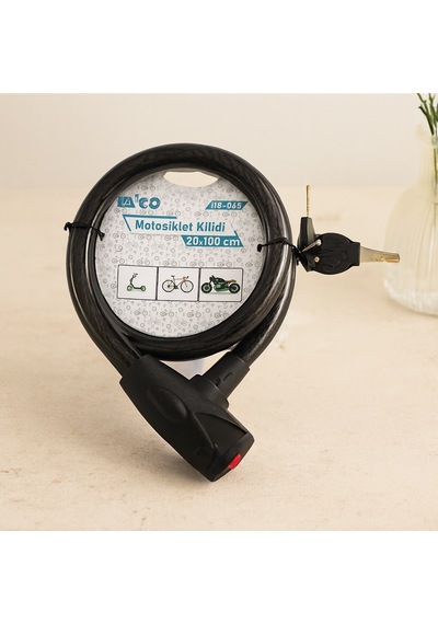 Çelik Tel Bisiklet & Motosiklet Kilidi 20mm X 100cm Anahtarlı Kapaklı Diğer