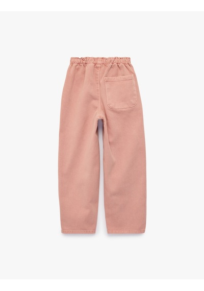 Koton Pamuklu Beli Lastikli Loose Fit Barrel Denim Pantolon Pembe 7wkg40043ad Gül
