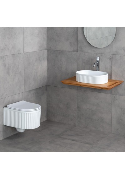 Lena Tezgahüstü Lavabo E-w1002mb Mat Beyaz Mat Beyaz