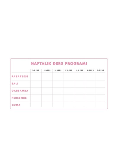 Bimotif Figürlü İsimlik, Ders Programı, Kalem Ve Eşya Sticker Seti, Pembe 10 Sayfa