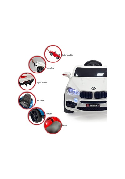 Blade Gt 12v Uzaktan Kumandalı Bluetooth Ve Usb Destekli Led Farlı Emniyet Kemerli Çocuk Akülü Araba Beyaz
