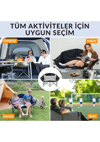 Kingcamp Loveseat Double Çift Kişilik Katlanır Kamp Sandalyesi B.grey Gri - Siyah