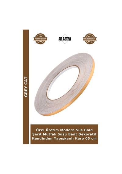 Özel Üretim Modern Süs Gold Şerit Mutfak Süsü Bant Dekoratif Kendinden Yapışkanlı Karo 05 Cm