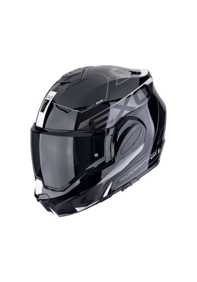 Scorpion Exo-tech Evo Traveller Çene Açılabilir Motosiklet Kaskı Siyah Beyaz Siyah - Beyaz