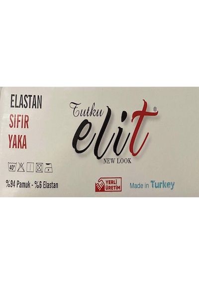 Tutku Elit Erkek Sıfır Yaka Likralı Kısa Kol Fanila Atlet 1301 - 6 Adet 001