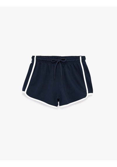 Koton Slim Fit Beli Bağcıklı Biyeli Mini Şort Lacivert 6sal40105ık
