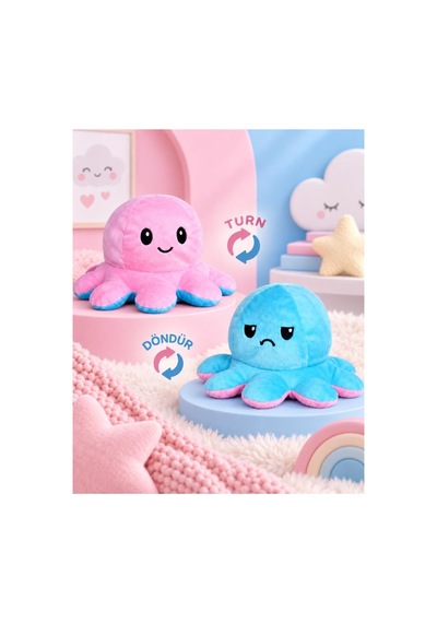 Pufu Toys Sevimli Yüz Değiştiren Ahtapot Çok Renkli