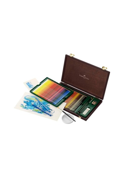 Faber-castell 110006 Polychromos Renkli Kalem, 48'li Ahşap Çanta Karışık / Çok Renkli