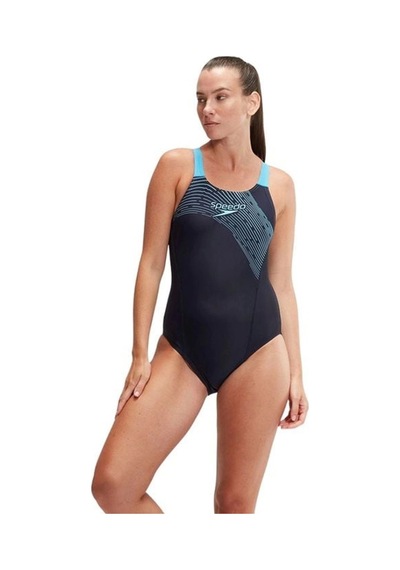 Speedo Medley Logo Kadın Yüzücü Mayosu Lacivert-turkuaz Lacivert
