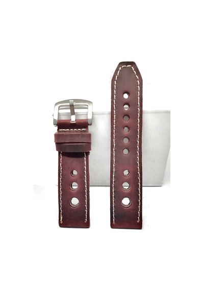 Tissot & Fossil Uyumlu Crayz Hakiki Deri 22 Mm Bordo
