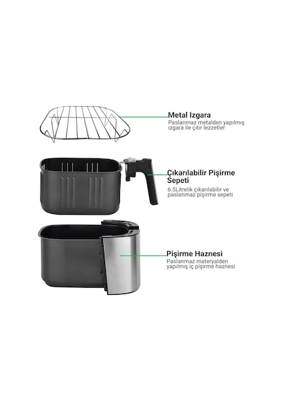Wiami TTAF-500MS 6.5 L Retro Yağsız Hava Fritözü Airfryer