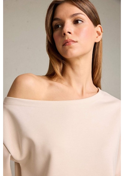 Defacto Kayık Yaka Modal Sweatshirt G2914ax25auer120 Ekru