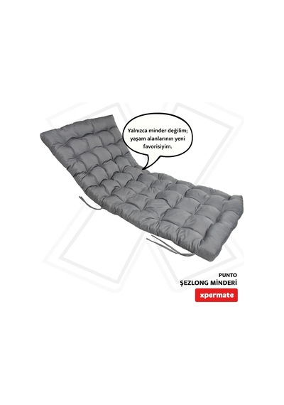 Şezlong Minderi 180x60x12 Cm Su İtici Uv Dayanımlı Plaj Minderi Punto Antrasit