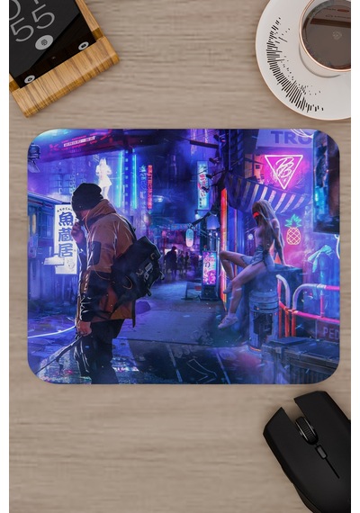 Dijital Cyberpunk Adam Kadın V4 22x18 Gaming Kauçuk Kaymaz Taban Mouse Pad Fare Altlığı