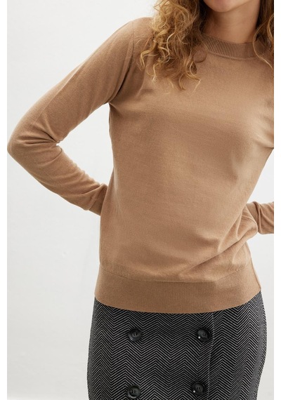 Styleboom X Peraluna Chelsea Pullover Bisiklet Yaka Standart Kesim Kadın Triko Kazak - Camel-camel Camel Styleboom X Peraluna Chelsea Pullover Bisiklet Yaka Standart Kesim Kadın Triko Kazak - Camel-camel Camel