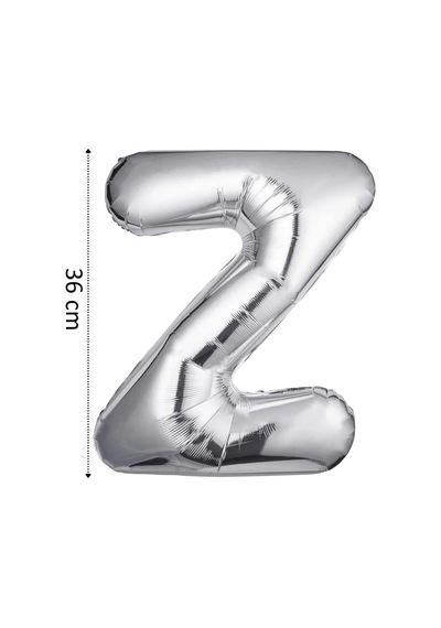 Folyo Balon Z Harfi Helyum Balon 36 Cm Gümüş Renk - Z Harf Balon - Harf Folyo Balon Silver Ballon Çok Renkli