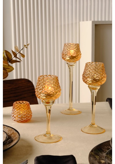 Karaca  Pinecone Ayaklı Mumluk Amber 8x8x19 cm