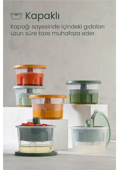 Vienev 6 Adet Mini Zeytin Turşu Peynir Saklama Kabı Kahvaltılık Sunum Kasesi Renkli