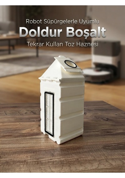 Roborock Toz Haznesi Doldur Boşalt Tekrar Kullanılabilir Robot Süpürge Toz Torbası