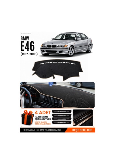 Bmw E46 1997-2006 Uyumlu Torpido Koruma, Torpido Örtüsü, Torpido Kılıfı - Siyah Bej