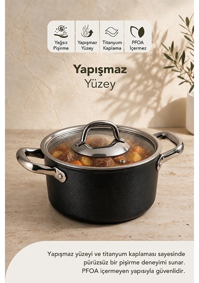 Esperanza Titanyum Derin Tencere 24 cm