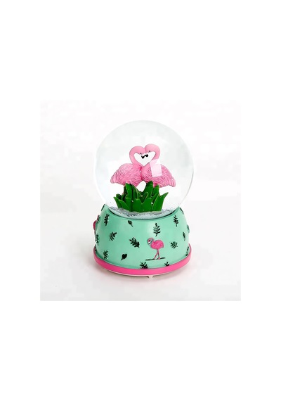 Tropical Love Aşık Flamingo Temalı Kar Küresi Hediyelik Dekoratif Ürün Konsol Vitrin Ofis Süsü Biblo 10 35556467