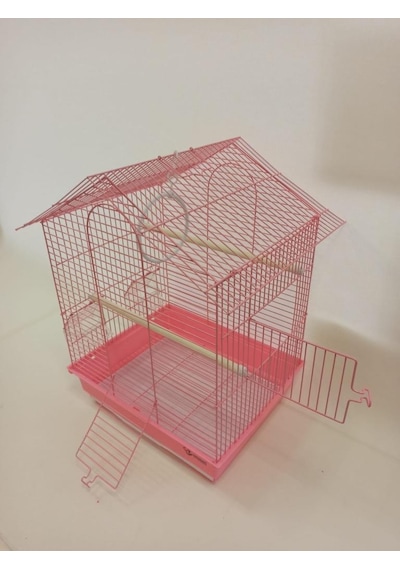 Dayang İki Kapılı Çatılı Kuş Kafesi 35x28x46 Pembe