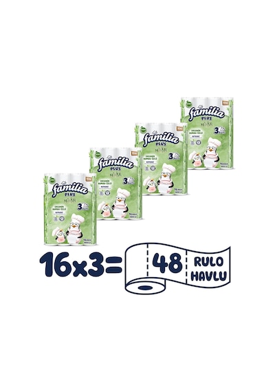 Familia Plus Natural Kağıt Havlu 48 Rulo (16 Rulo x 3 Paket)