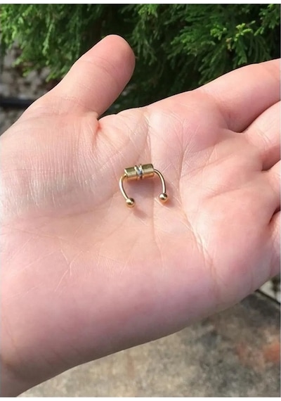 Altın Renk Burun Ucu Mıknatıslı Septum Piercing Fake Deliksiz Küpe