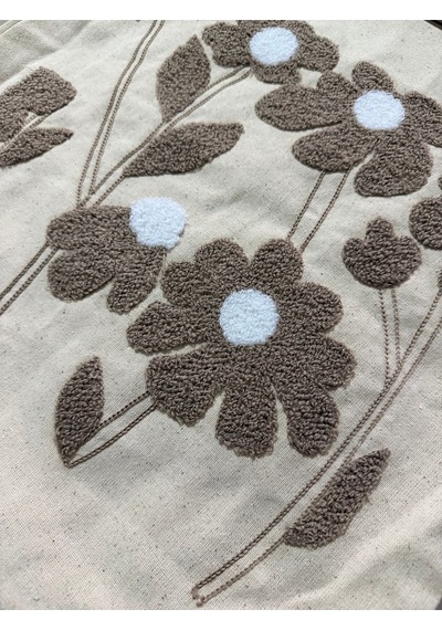 Punch Nakış İşlemeli 2'li Kırlent Kılıfı 40x40 Krem