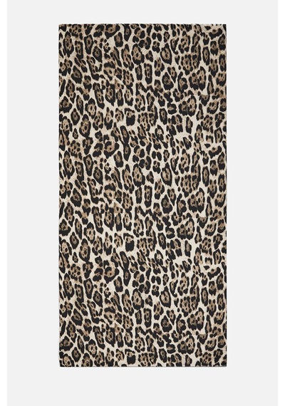 Akswsuar Leopar Desenli Şal Bej