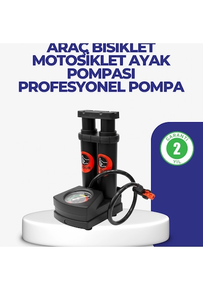Pedallı Ayaklı Hava Pompası Kaymaz Tabanlı, Çoklu Supap Uyumlu