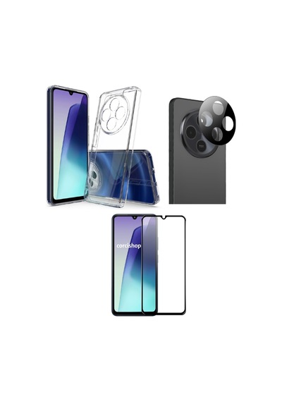 Xiaomi Redmi 14c 4g Uyumlu Kamera Korumalı Kılıf + Kırılmaz Cam Ekran Koruyucu + Kamera Koruyucu Cam