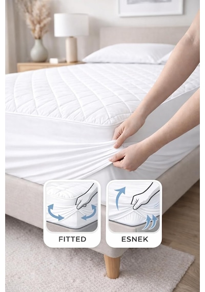Adelya Mikrofiber Kapitone Fitted Full Kenar Su Sıvı Geçirmez Yatak Koruyucu Alez 100 X 200